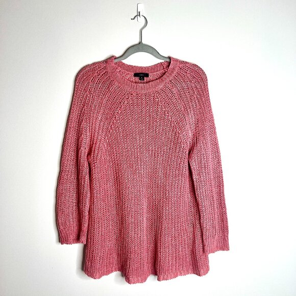J. Crew Relaxed Fit Linen Beach Sweater Open-Knit in Rose 100% Linen Oversized M - Picture 1 of 5
